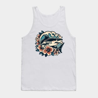 Tropical Shark Riding Wave Tank Top